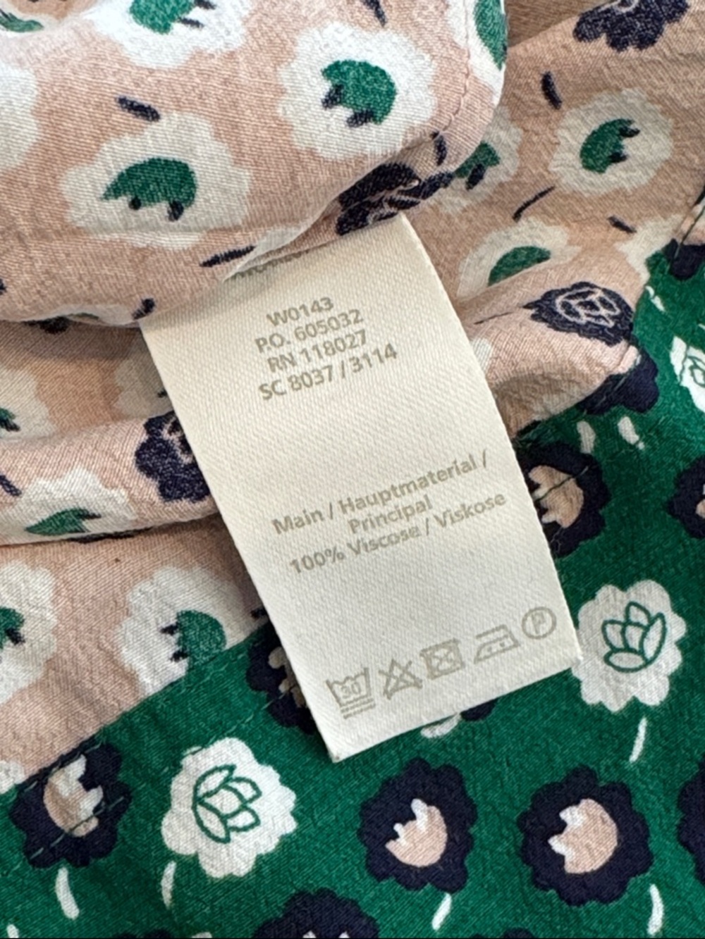 Boden Mollie floral panel ress - Green & Light Pink, size 10 long - Picture 8 of 12
